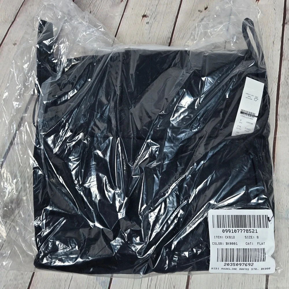 J Crew Squareneck seamed midi dress in Black CK812 8 NWT Cotton Blend Sleeveless